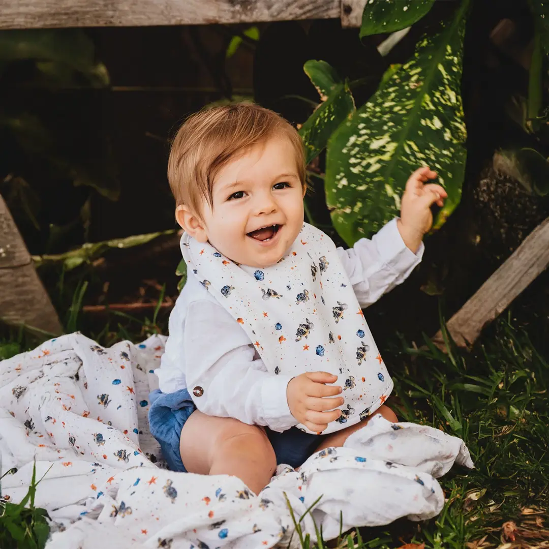 Lange et Bavoir Les tortues et les coquillages