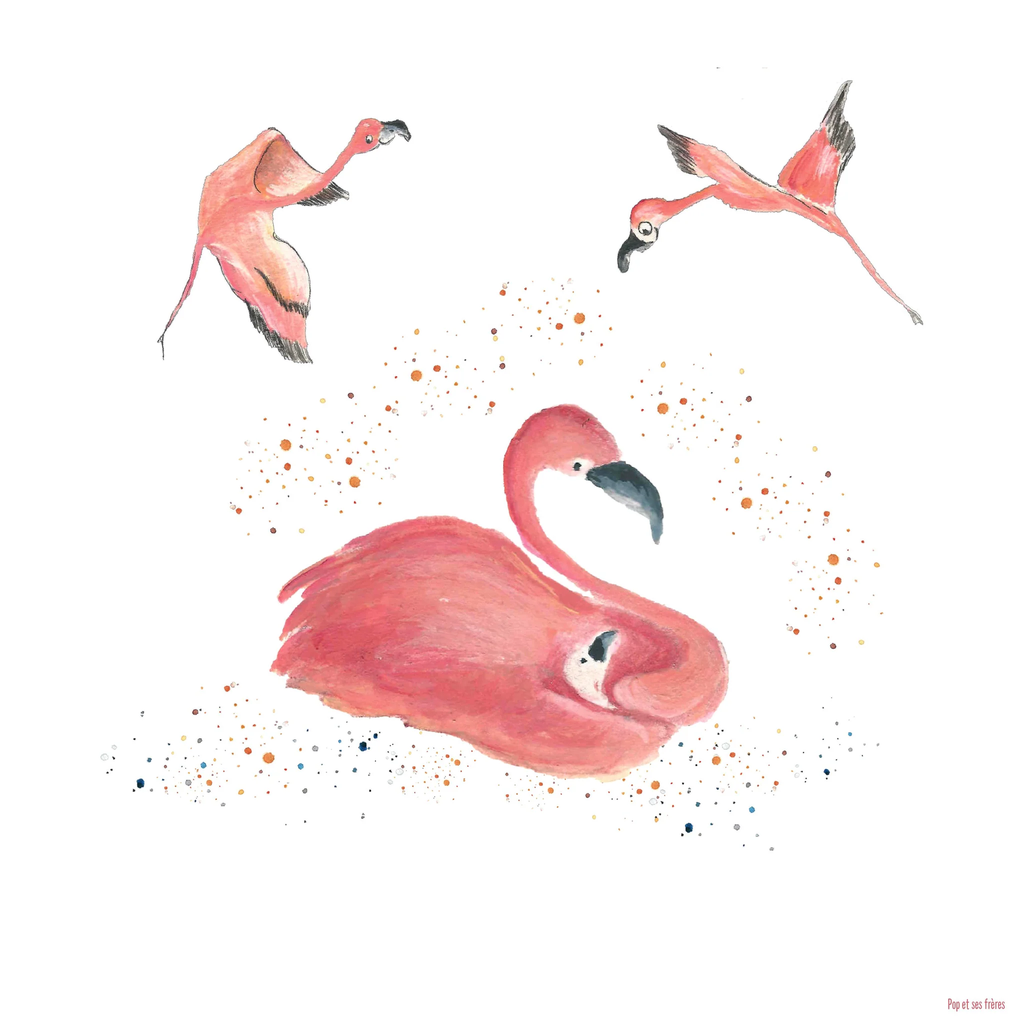 AFFICHE PETIT FLAMANT ROSE