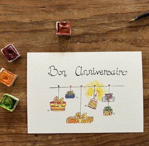 [3756] CARTE POSTALE ANNIVERSAIRE - CADEAUX SUR LE FIL