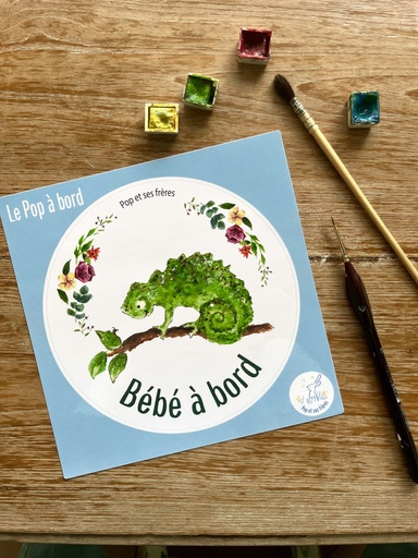 [0878] STICKER BÉBÉ À BORD - L'ENDORMI ET LES FLEURS FRANÇAIS