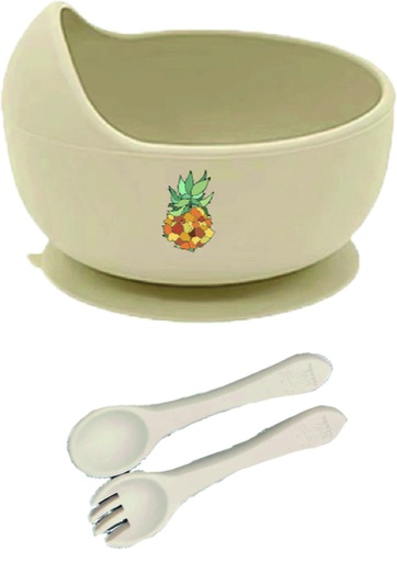 [6474] BOL ET COUVERTS SILICONE L' ANANAS VICTORIA