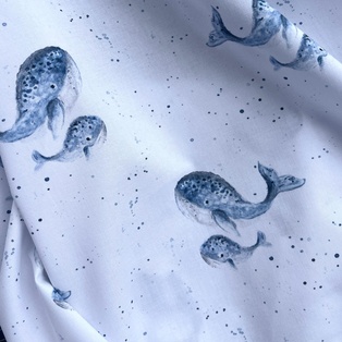 TISSU COTON OEKO TEX - LES BALEINES BLEUES