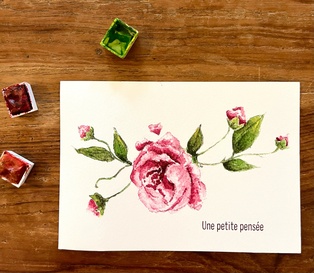 CARTE POSTALE UNE PETITE PENSÉE LA ROSE