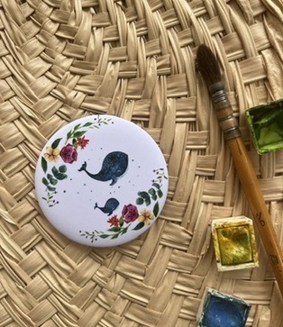 MAGNET - LA BALEINE, LE BALEINEAU ET LES FLEURS