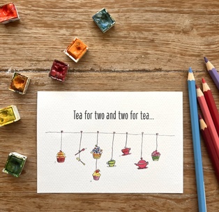 CARTE POSTALE TEA FOR TWO