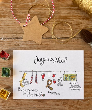 CARTE POSTALE NOËL - LES HABITS DU PERE NOËL