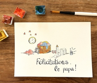 CARTE POSTALE BÉBÉ - FELICITATIONS LE PAPA