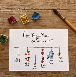 CARTE POSTALE BÉBÉ - ETRE PAPY ET MAMIE ÇA VOUS DIT ?