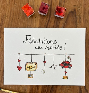 CARTE POSTALE FELICITATIONS AUX MARIÉS