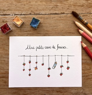 CARTE POSTALE BÉBÉ - UNE PETITE ENVIE DE FRAISES