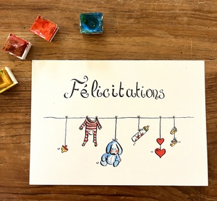 CARTE POSTALE BÉBÉ - FELICITATIONS POUR LE BÉBÉ