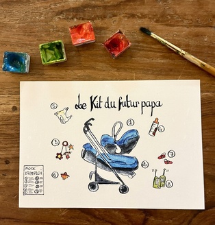 CARTE POSTALE BÉBÉ - KIT FUTUR PAPA