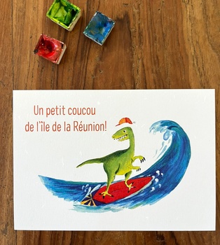 CARTE POSTALE RÉUNION - DINO SURFING