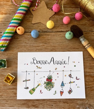 CARTE POSTALE BONNE ANNÉE - LES COTILLONS