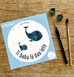 STICKER BÉBÉ À BORD - LA BALEINE ET SON BALEINEAU CRÉOLE