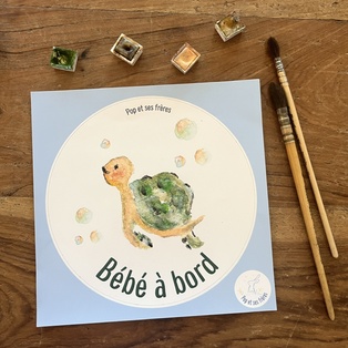 STICKER BÉBÉ À BORD - TORTUE FRANÇAIS