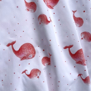 TISSU COTON OEKO TEX - LES BALEINES ROSES