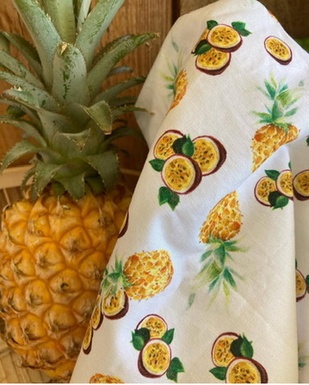 TISSU COTON OEKO TEX - L' ANANAS ET LE FRUIT DE LA PASSION