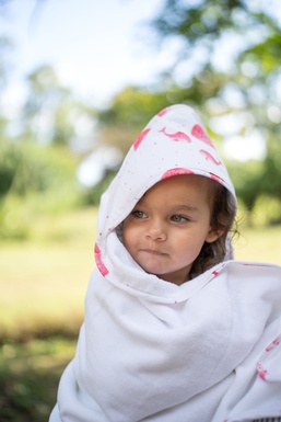 SORTIE DE BAIN BALEINES ROSES COTON