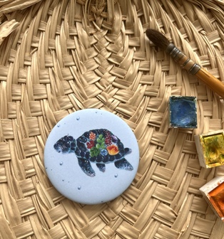 MAGNET LA TORTUE ET LES  FLEURS