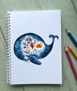 CARNET DE NOTES - LA BALEINE ET LES FLEURS
