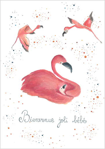 [4210] CARTE POSTALE BEBE - PETIT FLAMANT ROSE