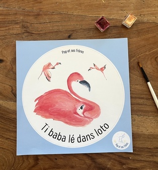 STICKER BÉBÉ À BORD - FLAMANT ROSE CRÉOLE