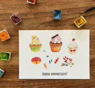 CARTE POSTALE ANNIVERSAIRE - CONFISERIES