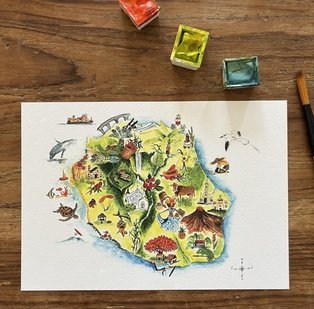 CARTE POSTALE  - CARTE DE L'ÎLE DE LA RÉUNION