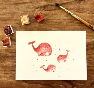 CARTE POSTALE - LES BALEINES ROSES