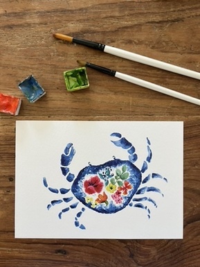 CARTE POSTALE LE CRABE FLEURS