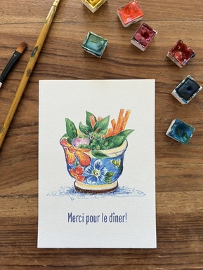 CARTE POSTALE MERCI POUR LE DINER
