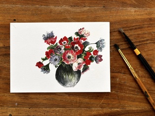 CARTE POSTALE - LE BOUQUET ANÉMONES