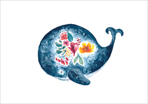 [0090] CARTE POSTALE BALEINE FLEURS