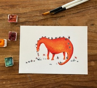 CARTE POSTALE - DINO ORANGE