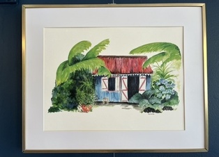 AFFICHE LA CASE CREOLE TOIT ROUGE
