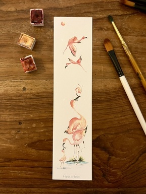 MARQUE PAGE LA FAMILLE FLAMANTS ROSES