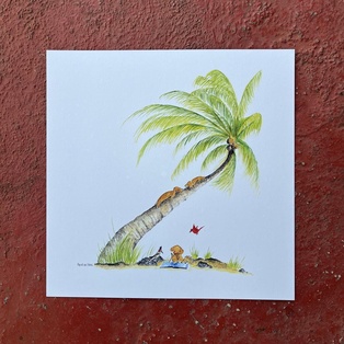 PETITE AFFICHE LECTURE SOUS LE COCOTIER