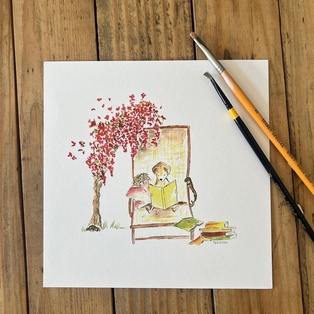 GRANDE AFFICHE LECTURE SOUS LE BOUGAINVILLIER