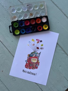 AFFICHE MERCI MAÎTRESSE ARBRE À EMPREINTES SAC À DOS