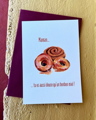 CARTE POSTALE BONBON MIEL FETE DES MAMANS