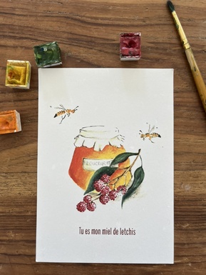 CARTE POSTALE TOI MON AMOUR - BONBON MIEL