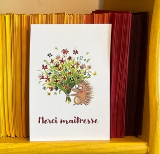 CARTE POSTALE - MERCI MAITRESSE BOUQUET