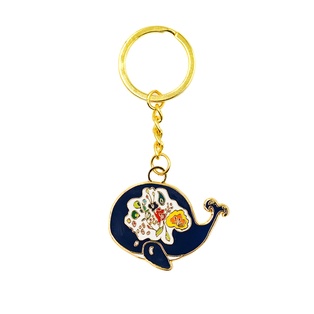 PORTE-CLÉS  LA BALEINE ET LES FLEURS