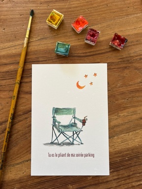 CARTE POSTALE TOI MON AMOUR - LE PLIANT DE LA SOIRÉE PARKING
