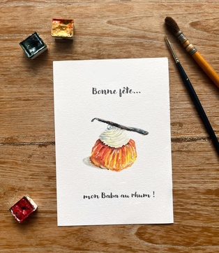 CARTE POSTALE - BABA AU RHUM FÊTE DES PAPAS