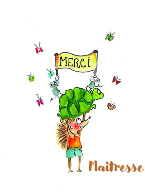 CARTE POSTALE - MERCI MAITRESSE ET LES ANIMAUX